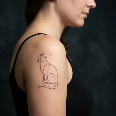 Cat portrait tattoo on skin