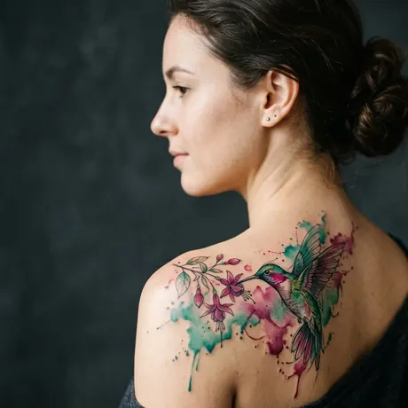 Hummingbird tattoo on skin